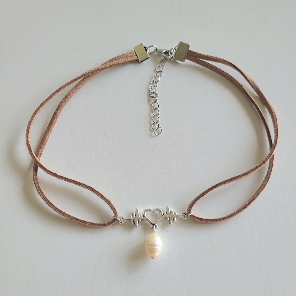 Brown Suede Heart Beat Choker